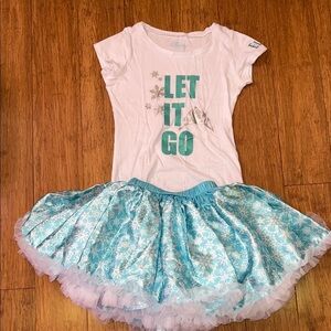 Disney tutu couture Elsa set: tshirt and tutu skirt size 7/8